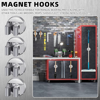 Vercraft 2 Pcs Magnetic Mop Broom Holder Movable Magnetic Broom Holder Rack, Anti Slip Wall Mounted Utility for Cleaning Tools, Garage, Kitchen, Laundry, Garden (Silver)
