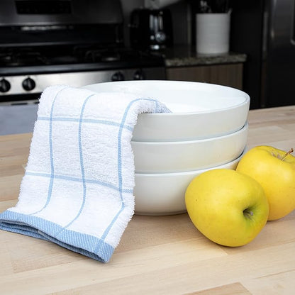 Arkwright Kitchen Tea Towels - (Bulk Case of 144) Soft, 100% Cotton Terry Dishcloths, Highly Absorbent & Quick Dry, Hand Washcloths for Washing, Drying, and Cleaning, 15 x 25 in, Blue