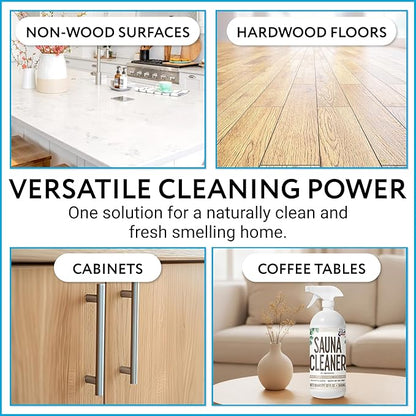 IMPRESA 32oz Sauna Cleaning Spray – All Purpose Eucalyptus Wood Cleaner Spray for Home Sauna, Spa, Steam Room & Gym – Natural Multipurpose Surface Cleaner Bottle – Gentle Ingredients Tough on Grime