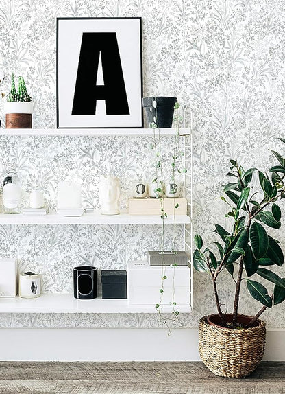 Heroad Leaf Peel and Stick Wallpaper Boho Floral Contact Paper for Cabinets Waterproof Drawer Liner Decoration Wall Paper Self Adhesive Leaves Wallpaper for Bedroom Removable 15.5''x118''
