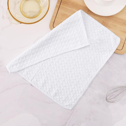 Homaxy Microfiber Waffle Weave Kitchen Dish Cloths, 12 x 12 Inch Ultra Absorbent and Solid Color Dish Towels for Kitchen Fast Drying Dishcloth for Washing Dishes, 6 Pack, White
