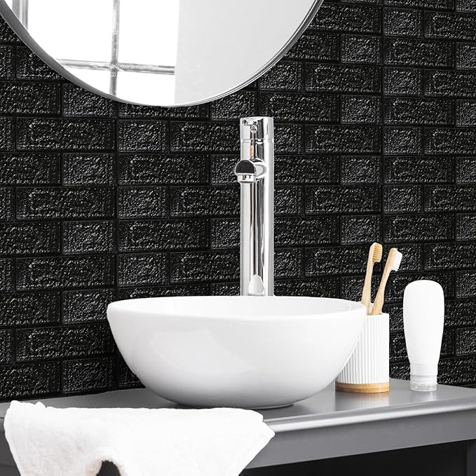 30PCS 3D Wall Panels Peel and Stick Foam, Self-Adhesive Decorative 3D Brick Wallpaper Wall Covering, Faux Stone Wall Panel Foam Brick for Living Room, Kitchen, Bathroom
