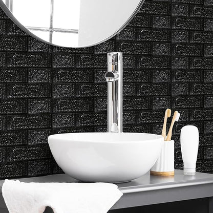 30PCS 3D Wall Panels Peel and Stick Foam, Self-Adhesive Decorative 3D Brick Wallpaper Wall Covering, Faux Stone Wall Panel Foam Brick for Living Room, Kitchen, Bathroom