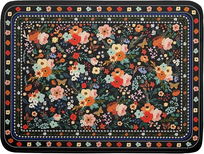 Floral Microfiber Dish Drying Mat Large Absorbent Dish Drainer Rack Pad for Kitchen Counter