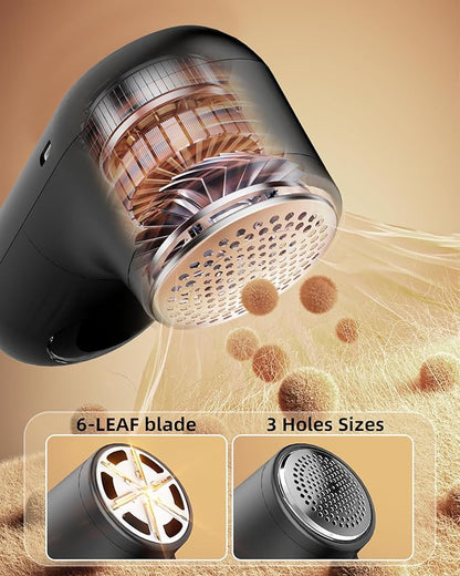 Fabric Shaver Lint Remover, Rechargeable Lint Shaver with 6-Leaf Blades, Sweater Defuzzer, Quickly Remove Fuzz Lint Balls for Clothes, Sweater, Couch, Blanket, Curtain, Wool, Cashmere