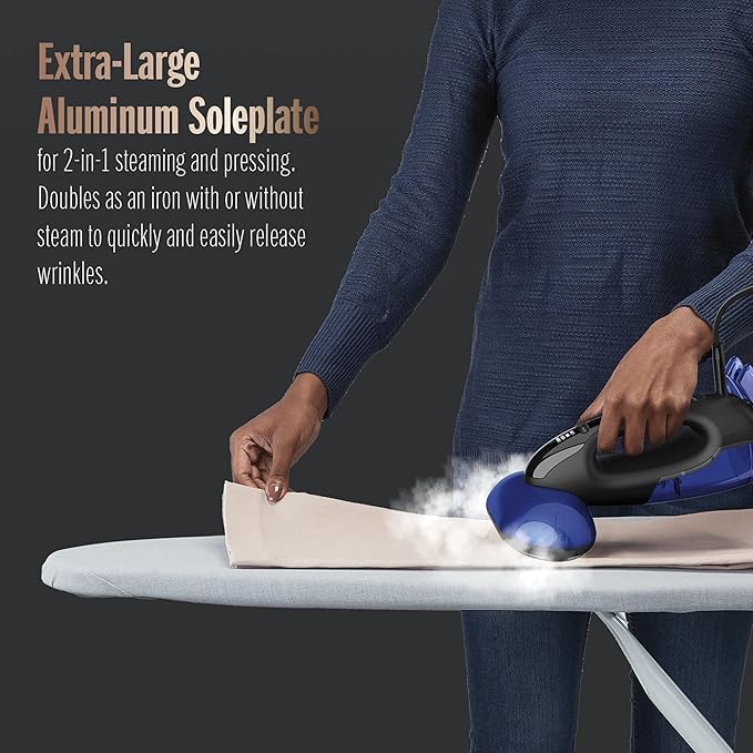 Conair 2-in-1 Handheld Steamer and Iron for Clothes,Turbo ExtremeSteam 1875W Garment Steamer and Clothing Iron,Black/Blue,(Pack of 2)