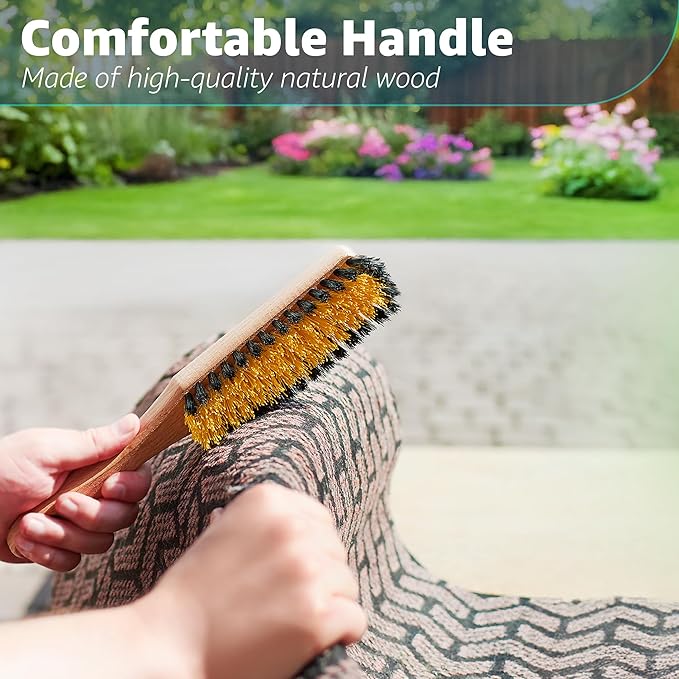 Carpet Cleaning Brush, Scrub Brush with Handle for Floor Mats, Rug Brush, Heavy Duty Carpet Cleaner Brush, Nylon Upholstery Brush for Indoor and Outdoor, Stiff Bristle Car Carpet Brush, Yellow