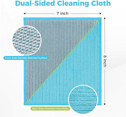AIDEA Non Scratch Wire Dishcloth 24PK, Upgraded Wire Dishwashing Rag for Kitchen, Dual Sided, Dish Cloths for Washing Dishes, Cleaning Pads Steel Scrubber for Cookware, Sinks, Dishes, Stove Tops,7"×8"