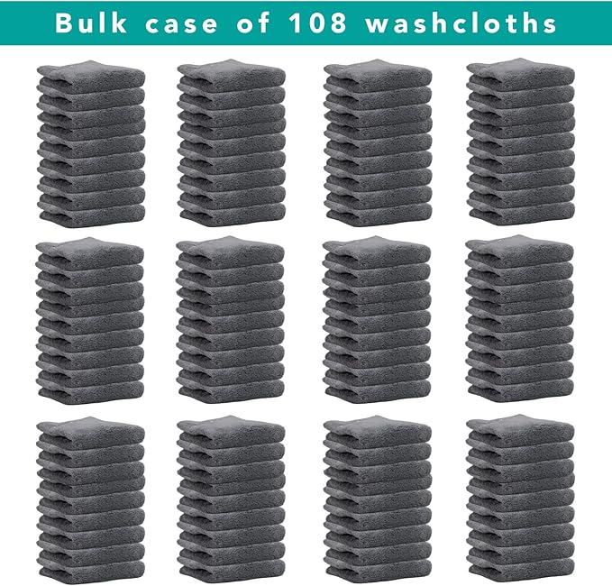 Arkwright Makeup Remover Cloths Bulk - Microfiber Coral Fleece Face Towels, Ultra Soft Reusable Washcloths, Gentle Facial Cleansing for Waterproof Makeup, 13 x 13, Grey (Case of 108)