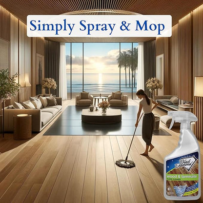 Black Diamond Stoneworks Wood, Laminate, Hardwood & Luxury Vinyl Floor Cleaner Spray – Multi-Purpose Mopping Solution for a Streak-Free Clean s (160 FL Oz)