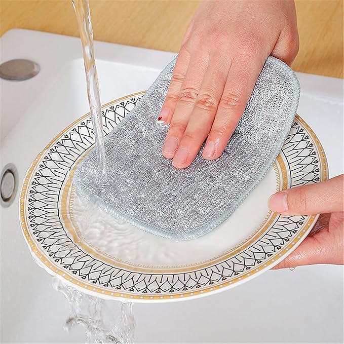 Generic Multipurpose Wire Dishwashing Rags, 5PCS, Silver, 2" x 4" Casual Kitchen Cloths