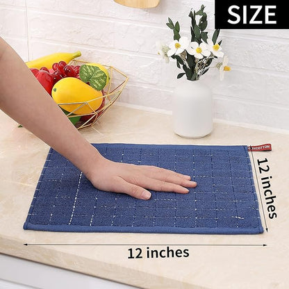 Homaxy 100% Cotton Terry Kitchen Dish Cloths, Ultra Soft and Absorbent Dish Towels for Kitchen, Suitable for Drying and Washing Dishes, 6 Pack, 12 x 12 Inches, Multiple Colour