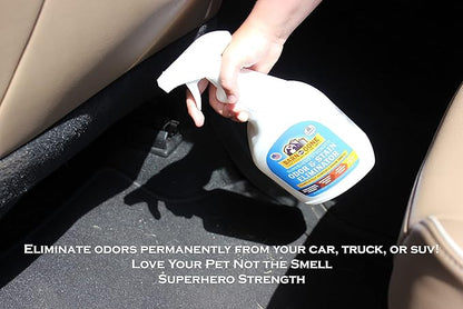 Superhero Strength Stain & Pet Odor Eliminator | Enzyme Carpet Cleaner Spray for Pets | Pet Stain Remover for Dog and Cat Urine Destroyer | Small Pet and Puppy Supplies | Pee Deodorizer