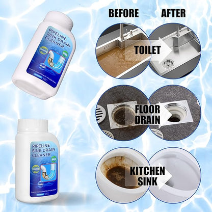 Pipeline Dredging Agent Sink Drain Cleaner - Powerful Quick Cleaning Drain Toilet Cleaner Tool, Unclog Toilet Clog And Kitchen Sink Pipe Unblocker Powder (2pc)