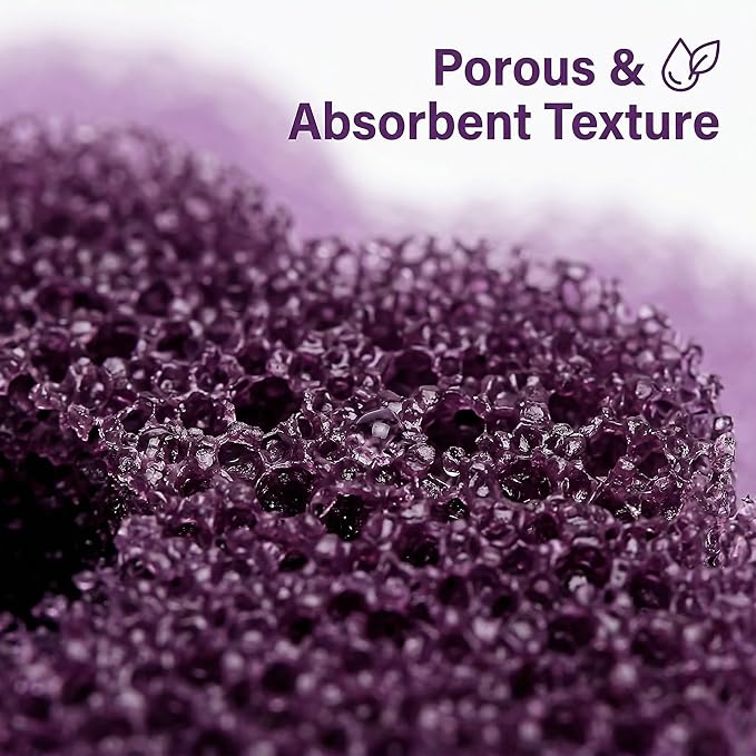 Scrub Flower Temperature Sensitive Sponges -Non-Scratch Scrubbers for Kitchen & Home - Firm in Cold & Soft in Warm Water - Odor Resistant Color-Coded Dish Sponges (Lavender Mist, 3 Count)