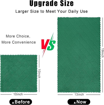 Homaxy 12 Pack Dish Towels for Kitchen (13 x 19 Inches, Dark Green), Super Soft and Absorbent Coral Velvet Dish Cloths for Washing Dishes, Nonstick Oil Fast Drying Microfiber Cleaning Cloth