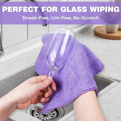 10 Colors Microfiber Cleaning Cloths, 10 Pack Assorted Cleaning Rags, Highly Absorbent Microfiber Towels for Car, Kitchen, Bathroom and Household Cleaning, 11.8"X11.8"
