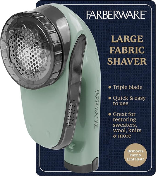 Farberware Large Lint Remover Fabric Shaver – Battery Operated Lint Shaver with Triple Blades for Clothes, Sweater Shaver to Remove Fuzz, Lint Balls, Pilling for Clothing, Couch, Furniture