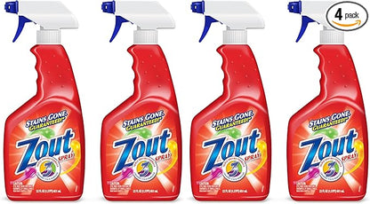 Zout Laundry Stain Remover Spray,Triple Enzyme Formula Removes the Toughest Stains,Made in the USA,22 Ounce Bottles,(Pack of 4)