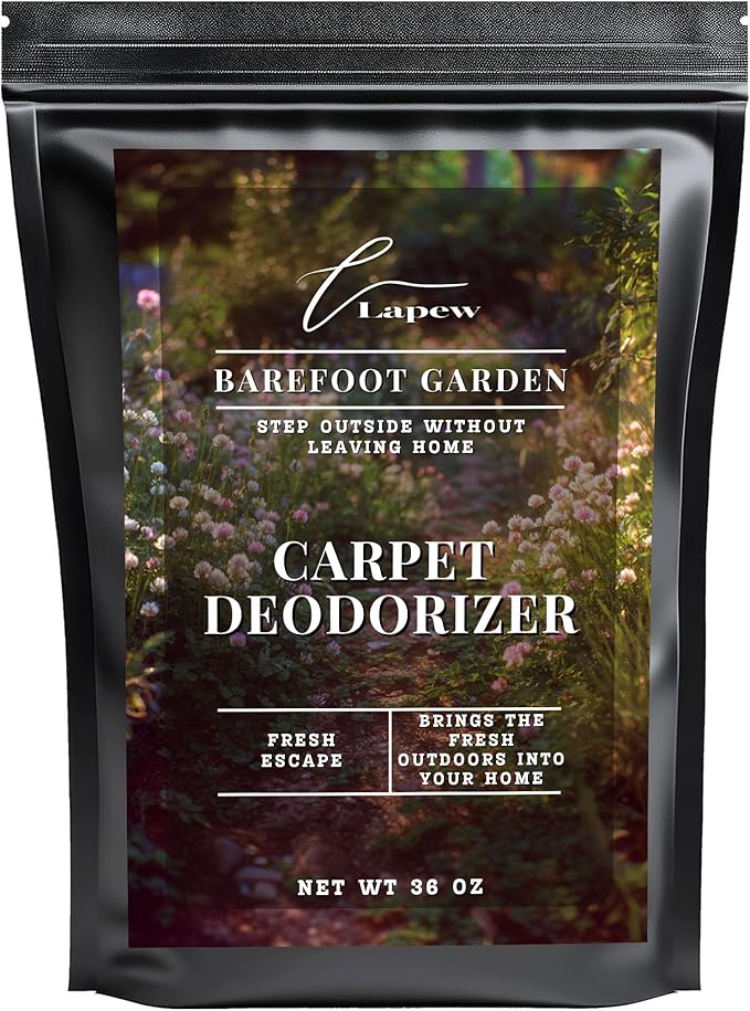 Lapew Barefoot Garden Carpet Deodorizer Powder - Pet Safe Freshener for Vacuuming | Scented Odor Eliminator for Home | 36 oz