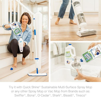 Quick Shine Plant Based Pet Floor Cleaner 27 oz, 2Pk | Ready to Use, Removes Dirt, Streak Free, No Rinse | Hardwood, Laminate, Luxury Vinyl Plank LVT, & Tile | Safer for Kids, Pets & Our Environment