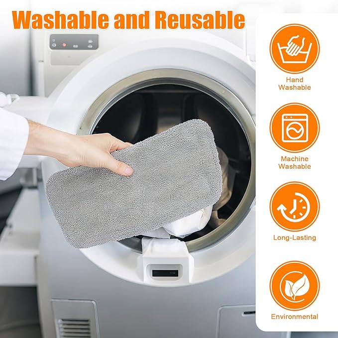 6 Pack Steam Mop Replacement Pads For GorFanty Steam Mop GF-6610B & GF-6610， and Fit For Neugo NE033 NE033M Series Steam Mop Steamer Cleaner，Washable & Reusable Microfiber Steam Mop Cloth