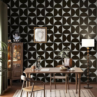 Dimoon 393"x17.3"Geometric Peel and Stick Wallpaper Brown and Beige Wallpaper Square Contact Paper Thicken Waterproof Vintage Self Adhesive Removable Wall Covering Shelf Liner Decal Vinyl Roll