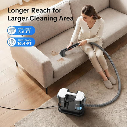 Lubluelu Upholstery Cleaner Machine 600W Motor - 20Kpa Suction, Portable Handheld Carpet Cleaner with Self-Cleaning and Long Hose for Pet Stains, Couch, Car Seats and Area Rugs