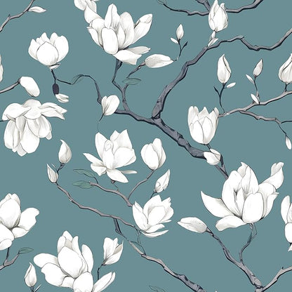 Laatse Blue and White Wallpaper Peel and Stick Vintage Floral Contact Paper for Bedroom Waterproof Self Adhesive Boho Leaf Wall Paper for Cabinets Locker Walls Bookcase Decor 17.5" X 118"