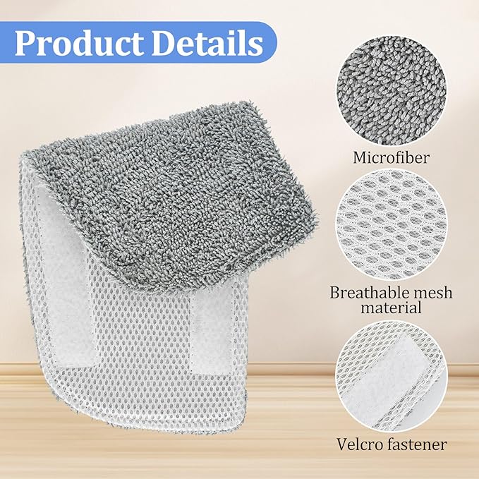 4 Pack Steam Mop Pads Compatible with GorFanty GF-6610B/GF-6610, Neugo NE033/NE033M & Mxnsewr, Washable Microfiber Steam Mop Replacement Pads for Multi-Surface Cleaning