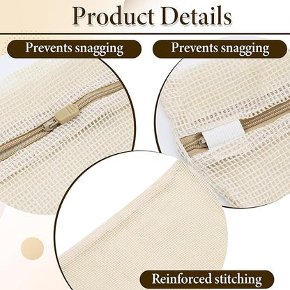 2 Pack Natural Cotton Mesh Laundry Bags, 16x20" Breathable Laundry Garment Bag with Sturdy Zipper, Gentle Wash Bags for Delicates Lingerie Clothes, Versatile Travel Storage Bag for Essentials Bra Sock