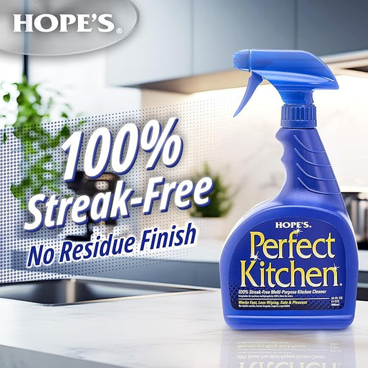 HOPE'S Perfect Kitchen Cleaner Spray - 32 Oz No-Residue All Purpose Cleaning Spray - Multisurface Degreaser for Counters, Stoves, Microwaves, and More - Pet and Home Safe - Pack of 1