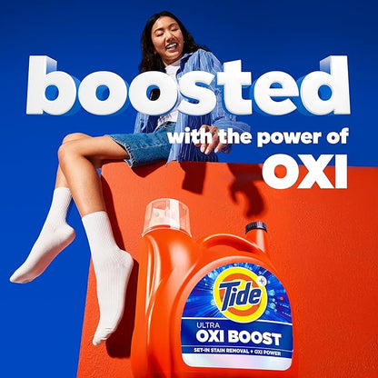 Tide Ultra Oxi Boost Liquid Laundry Detergent, 148 fl oz, 105 Loads, Advanced Stain Remover with Extra Oxi Power