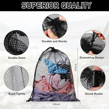 40PCS Mesh Drawstring Bags - Durable Delicate Nylon Laundry Bags Multicolor Small Gym Travel Beach Storage Bags With Locking Closure For College, Gym, Yoga, Sport