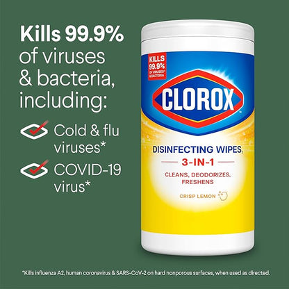 Clorox Disinfecting Cleaning Wipes, Bleach Free, Crisp Lemon, Fresh Scent, Scentiva Coconut and Waterlily, 75 Count Each (Package May Vary)