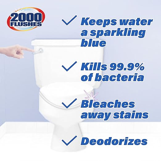 2000 FLUSHES 208082 Blue Plus Bleach Automatic Toilet Bowl Cleaner Twin-Pack, 3.5 OZ, [PACK OF 6]