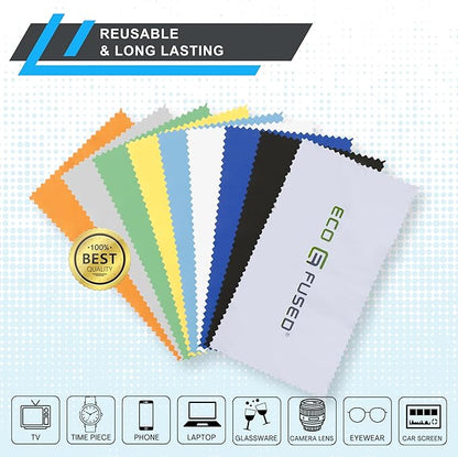 Eco-Fused Microfiber Cleaning Cloth - 5.5x3'' Microfiber Cloth - Pack of 18 Lens Cleaning Wipes - Cleaning Cloth for Glasses, Eyeglasses, Camera Lens & Phones