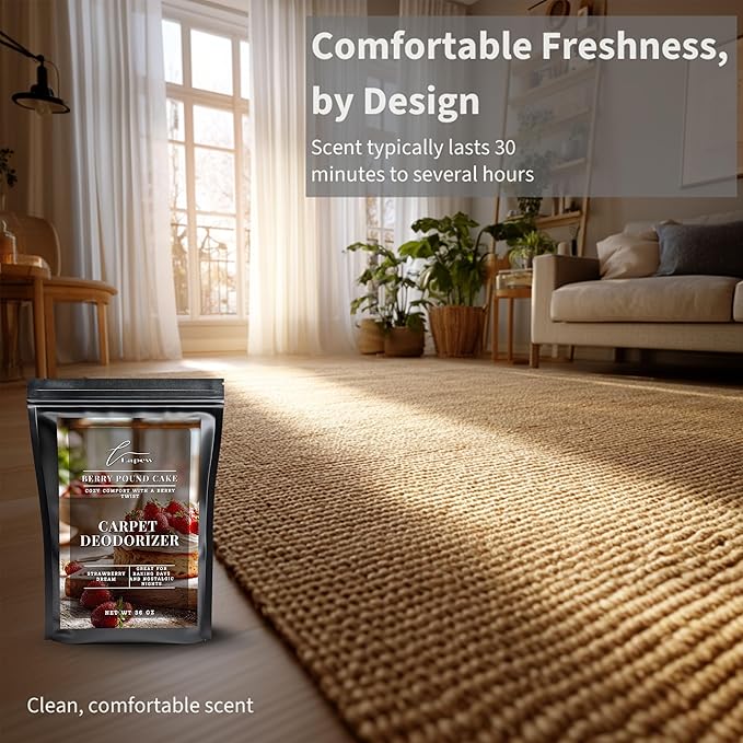 Lapew Berry Pound Cake Carpet Deodorizer Powder - Pet Safe Freshener for Vacuuming | Scented Odor Eliminator for Home | 36 oz