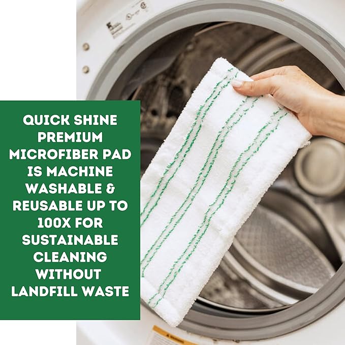 Quick Shine Hardwood Floor Clean + Polish Mop Kit w/ 3 Reusable Pads & 1-16 oz. Floor Luster w/Plant-Derived Carnauba | Use Wet + Dry | Safer Choice pH Neutral Ready to Use Formula