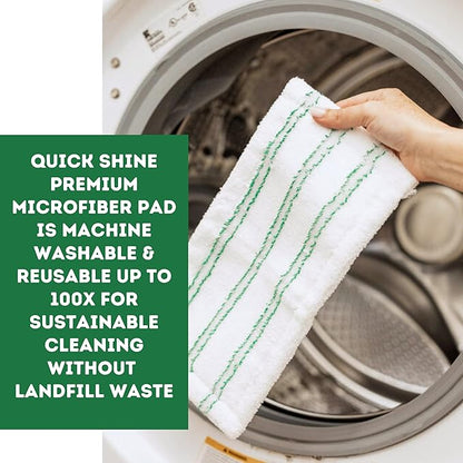 Quick Shine Hardwood Floor Clean + Polish Mop Kit w/ 3 Reusable Pads & 1-16 oz. Floor Luster w/Plant-Derived Carnauba | Use Wet + Dry | Safer Choice pH Neutral Ready to Use Formula