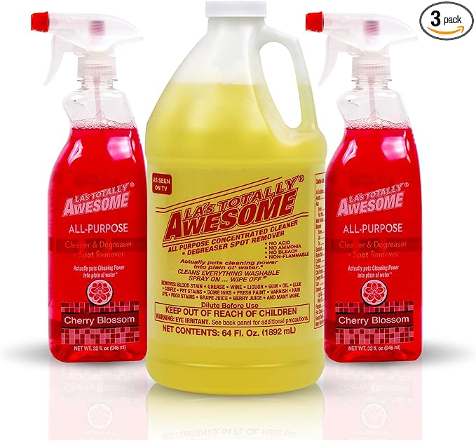 La's Totally Awesome All Purpose Cleaner 64 oz + All Purpose Cleaner Cherry Blossom Plant-Based Spray 32oz (Pack of 2)