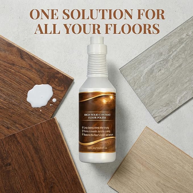Floor Restore Cleaner, High Solid Content Floor Polish, Multi-Surface Shine Enhancer for Wood, Laminate, Vinyl & Tile Floors 500 ML/17.63 OZ (1)