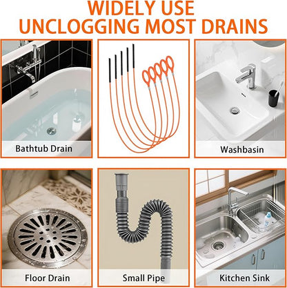Drain Clog Remover,5 Pack 31.88inch Drain Snake Hair Removal Tool,Shower Sink Unclogger Tool,Hair Catcher Auger Cleaner Tool for Toilet,Kitchen Sink,Bathroom Tub,Floor Drains,Sewer,Pipe Drains Opener