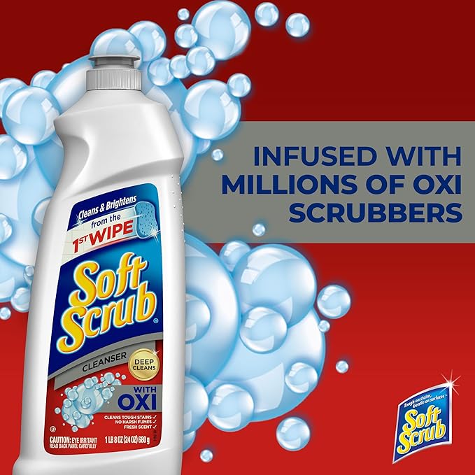 Soft Scrub Multi-Purpose Kitchen and Bathroom Cleanser with Oxi, 36 Ounce (Pack of 1)