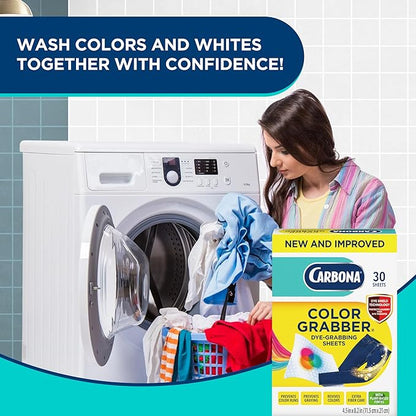 Carbona Color Grabber™ | Protects Laundry from Color Runs or Bleeds | Mix Whites & Colors | in-Wash Dye Grabbing Sheets | 30 Count Per Box, 1 Pack