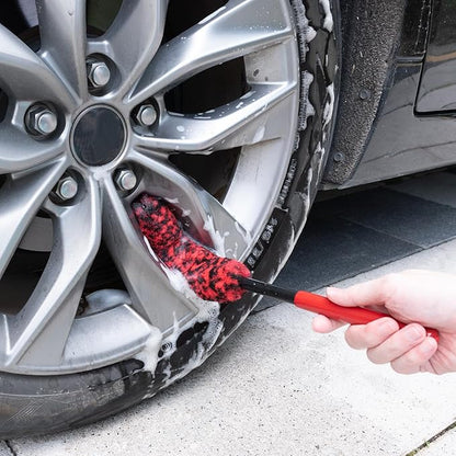 ITTAHO 4 Pack Car Wash Brush Wheel Cleaning Woolies Brush Detailing Brush and Stiff Tire Brush Tires Wheel Brushes for Cleaning Wheels for Wheels, Rims, Carpet, Truck, SUV, Moto, RV, Motorcycle