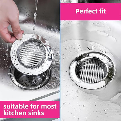 2 Packs Sink Strainer for Most Kitchen Sink Drain Basket, Upgraded Double-Layer Safe Design Kitchen Sink Strainer, Outer Diameter 4.5 Inch