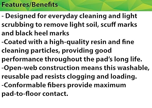 3M Buffer Floor Pad 5100, Red, 12", Removes Soil, Scratches, Scuff Marks, and Black Shoe Heel Marks