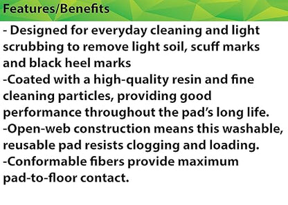 3M Buffer Floor Pad 5100, Red, 12", Removes Soil, Scratches, Scuff Marks, and Black Shoe Heel Marks