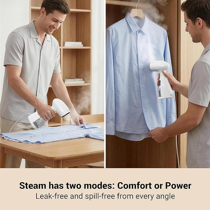 Handheld Steamer for Clothes Wrinkle Removes,110V to 220V Garment Steamer for Multiple Countries,1000W,Large Water Tank 450 ML,10 FT Power Cord,35s Fast Heating (white)